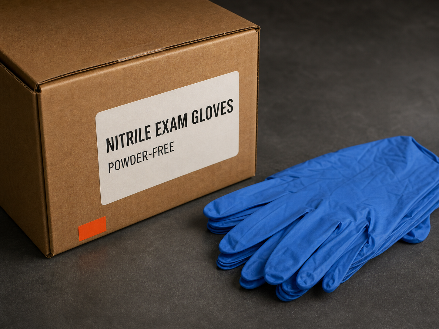 Nitrile exam gloves prepared for wholesale distribution